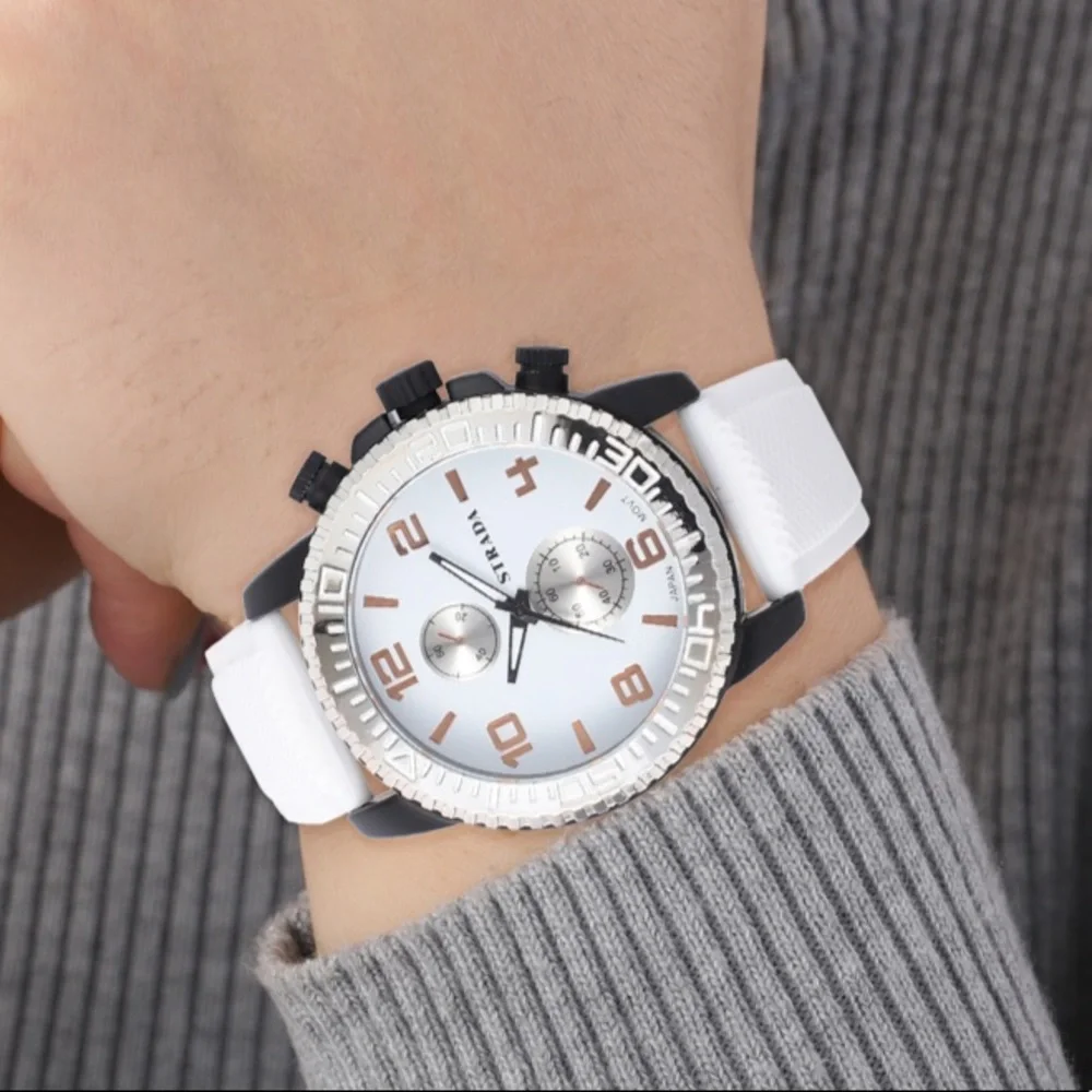 Watch with White Silicone Strap